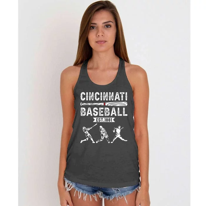 Cincinnati Vintage Baseball Lover Women's Knotted Racerback Tank