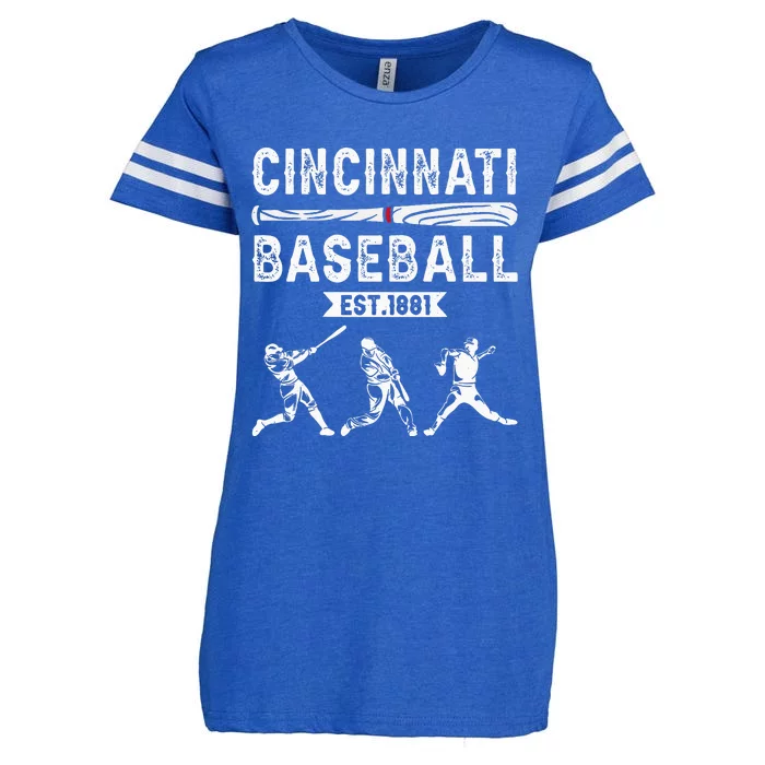 Cincinnati Vintage Baseball Lover Enza Ladies Jersey Football T-Shirt