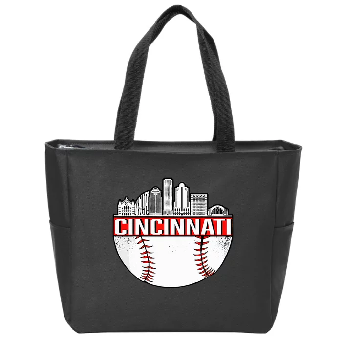 Cincinnati Vintage Baseball Distressed Zip Tote Bag