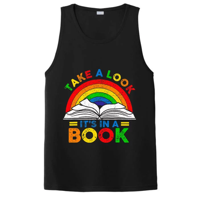 Colorful Vintage Book Lover Reader Performance Tank