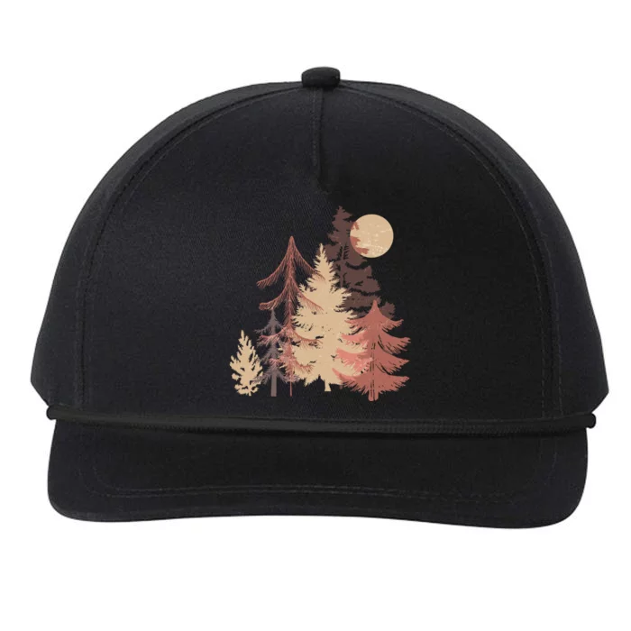 Cute Vintage Boho Pinetree Forest Snapback Five-Panel Rope Hat