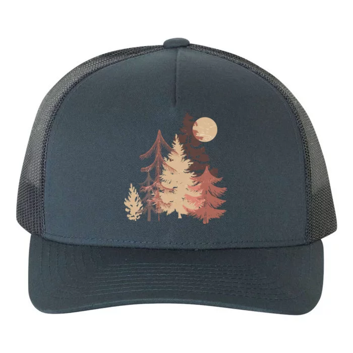 Cute Vintage Boho Pinetree Forest Yupoong Adult 5-Panel Trucker Hat