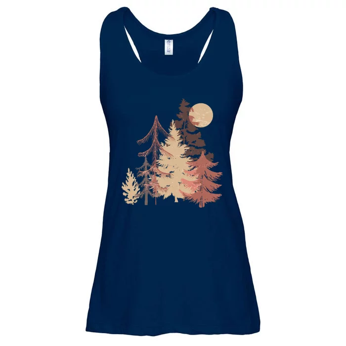 Cute Vintage Boho Pinetree Forest Ladies Essential Flowy Tank