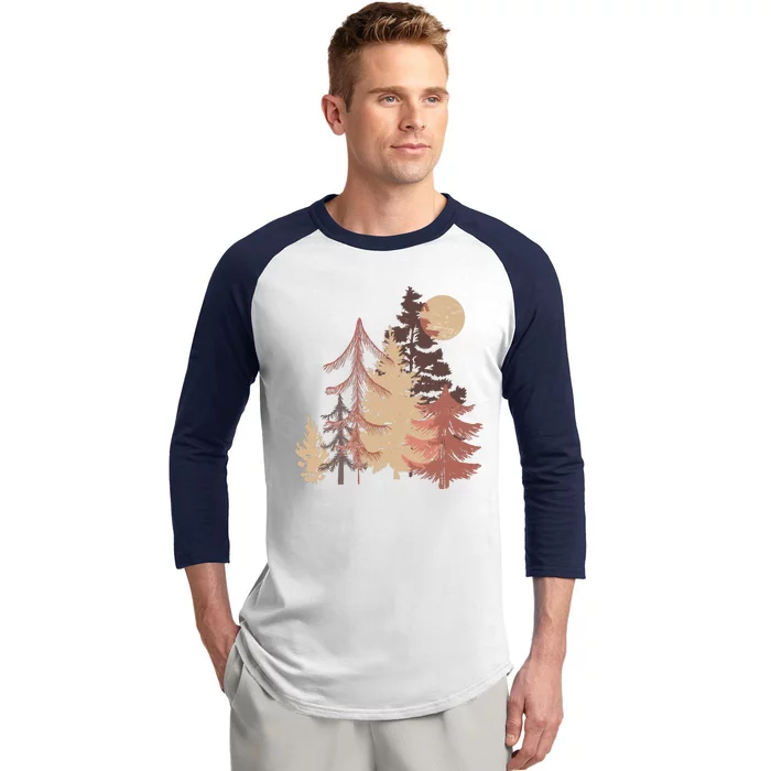 Cute Vintage Boho Pinetree Forest Baseball Sleeve Shirt