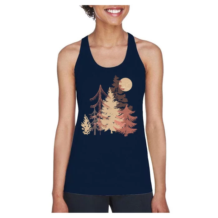 Cute Vintage Boho Pinetree Forest Women's Racerback Tank