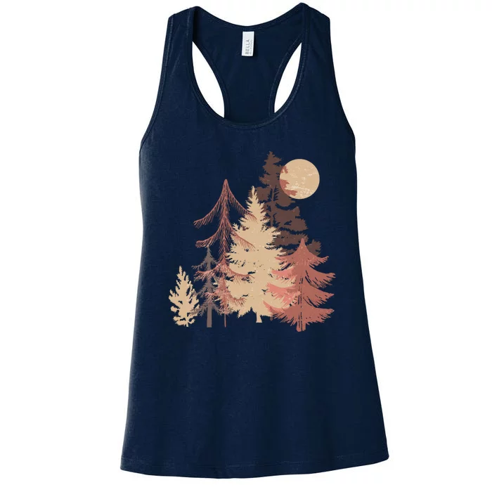 Cute Vintage Boho Pinetree Forest Women's Racerback Tank