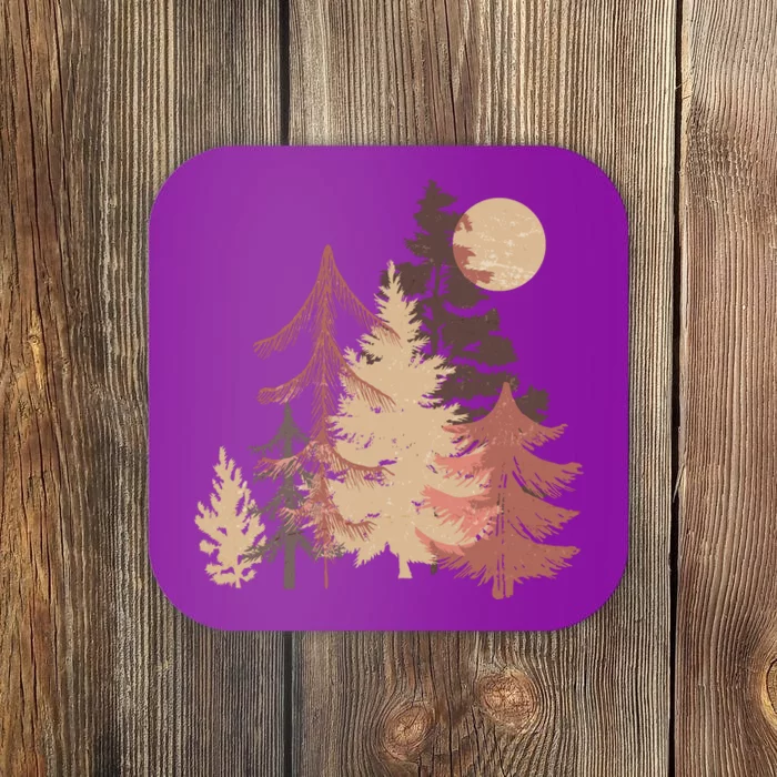 Cute Vintage Boho Pinetree Forest Coaster