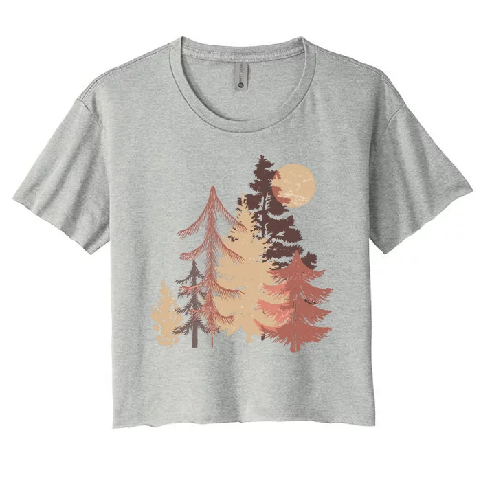 Cute Vintage Boho Pinetree Forest Women's Crop Top Tee