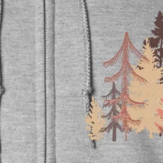 Cute Vintage Boho Pinetree Forest Full Zip Hoodie