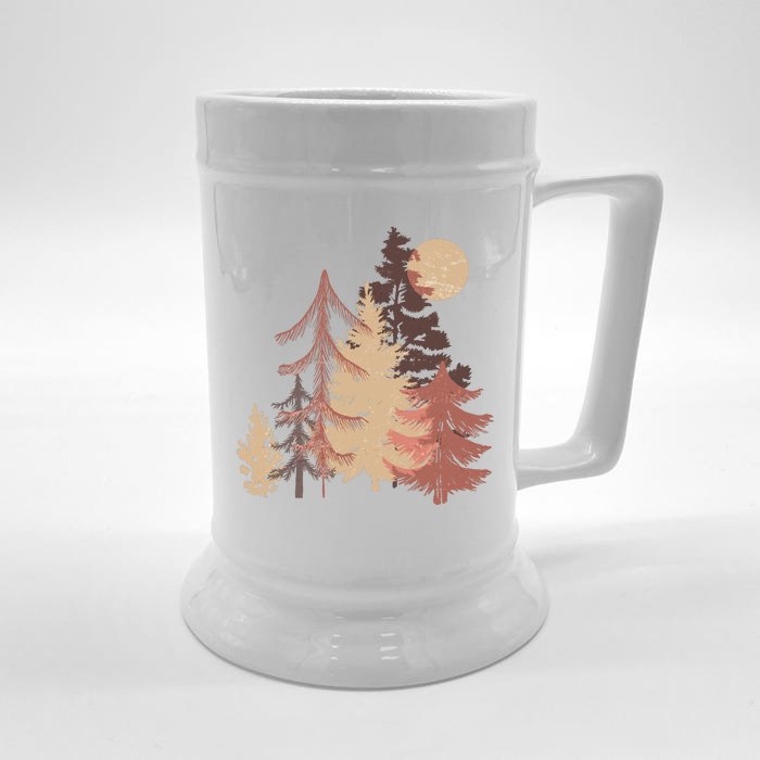 Cute Vintage Boho Pinetree Forest Front & Back Beer Stein