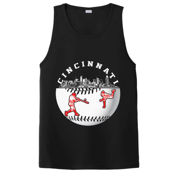 Cincinnati Vintage Baseball Tee Distressed Gameday Retro Performance Tank