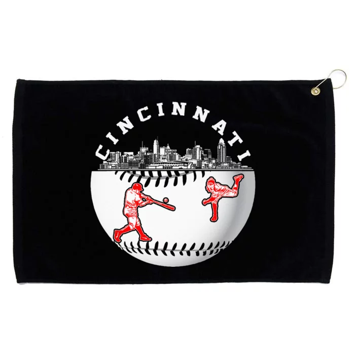 Cincinnati Vintage Baseball Tee Distressed Gameday Retro Grommeted Golf Towel