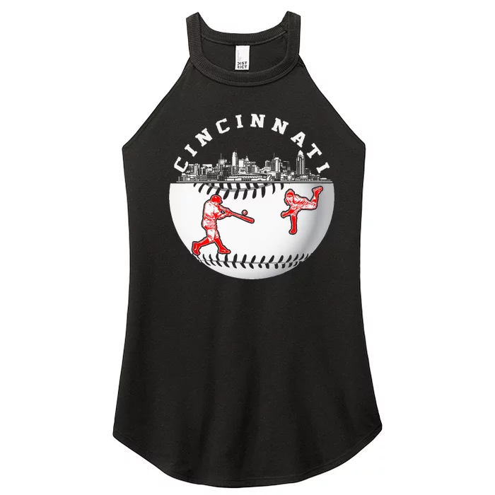 Cincinnati Vintage Baseball Tee Distressed Gameday Retro Women’s Perfect Tri Rocker Tank