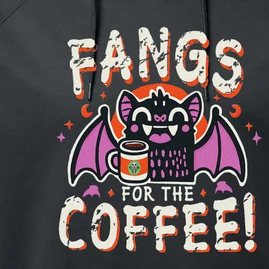 Cute Vampire Bat Fangs For The Coffee! Halloween Performance Fleece Hoodie