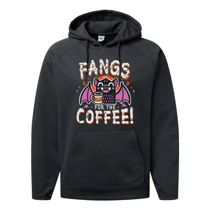 Cute Vampire Bat Fangs For The Coffee! Halloween Performance Fleece Hoodie