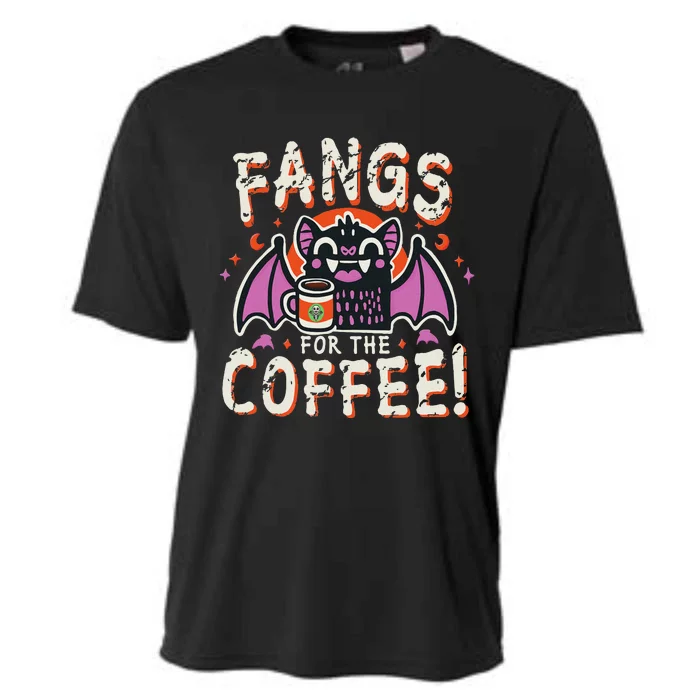 Cute Vampire Bat Fangs For The Coffee! Halloween Cooling Performance Crew T-Shirt