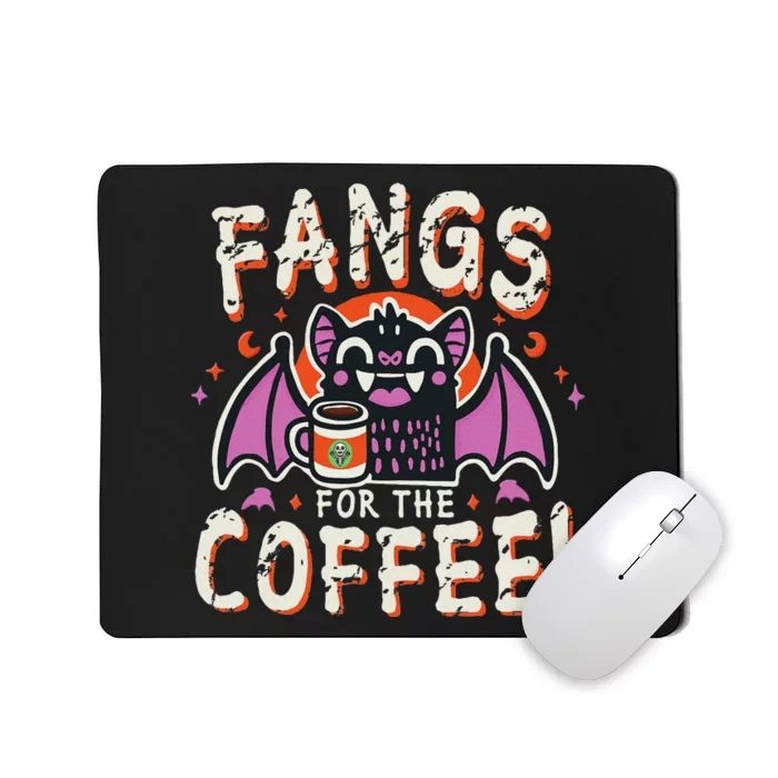 Cute Vampire Bat Fangs For The Coffee! Halloween Mousepad