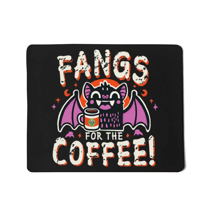 Cute Vampire Bat Fangs For The Coffee! Halloween Mousepad