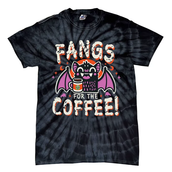 Cute Vampire Bat Fangs For The Coffee! Halloween Tie-Dye T-Shirt