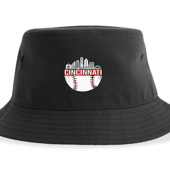 Cincinnati Vintage Baseball Distressed Gameday Retro Sustainable Bucket Hat