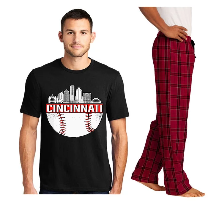 Cincinnati Vintage Baseball Distressed Gameday Retro Pajama Set