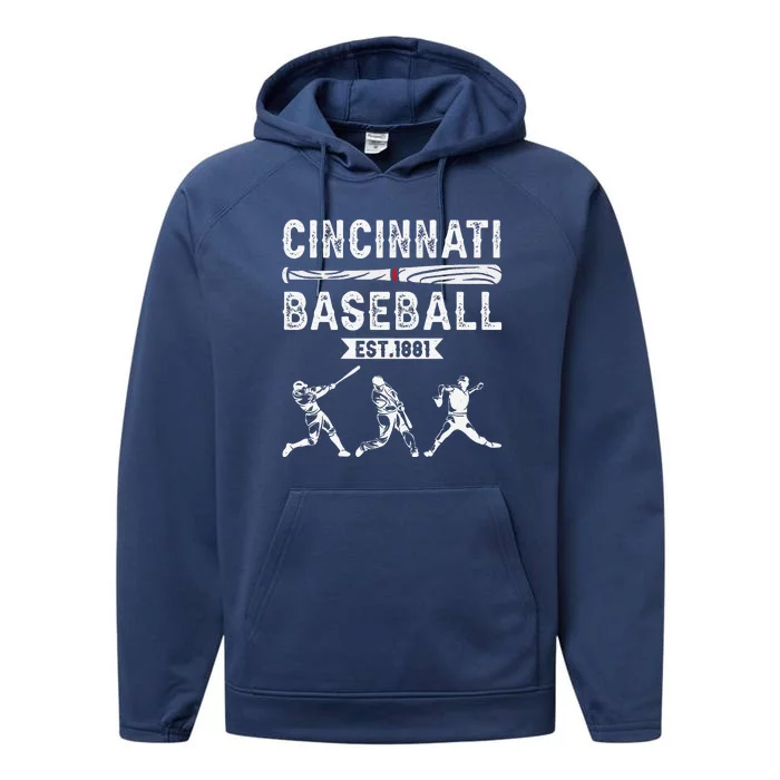 Cincinnati Vintage Baseball Lover Performance Fleece Hoodie