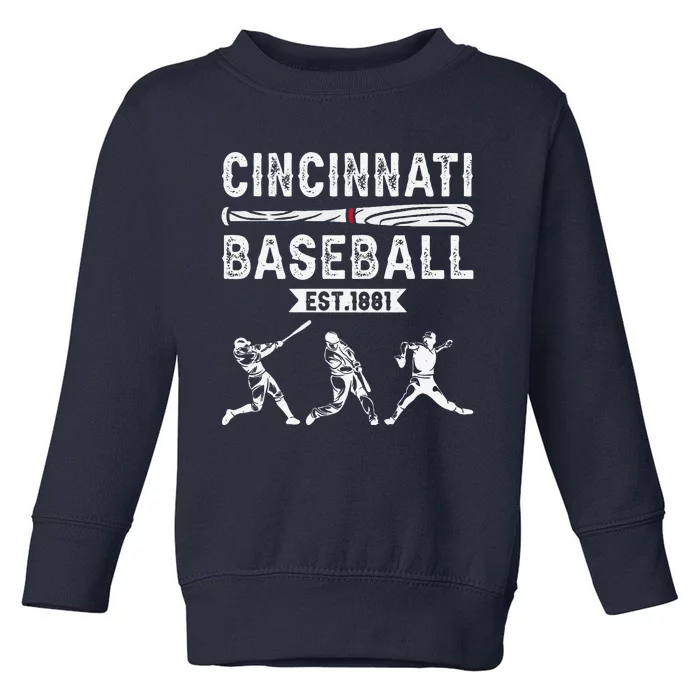 Cincinnati Vintage Baseball Lover Toddler Sweatshirt