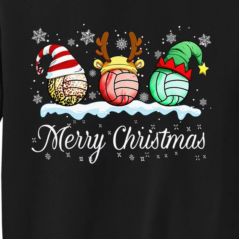 Christmas Volleyball Ball Santa Hat Funny Sport Xmas Tall Sweatshirt