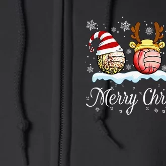 Christmas Volleyball Ball Santa Hat Funny Sport Xmas Full Zip Hoodie