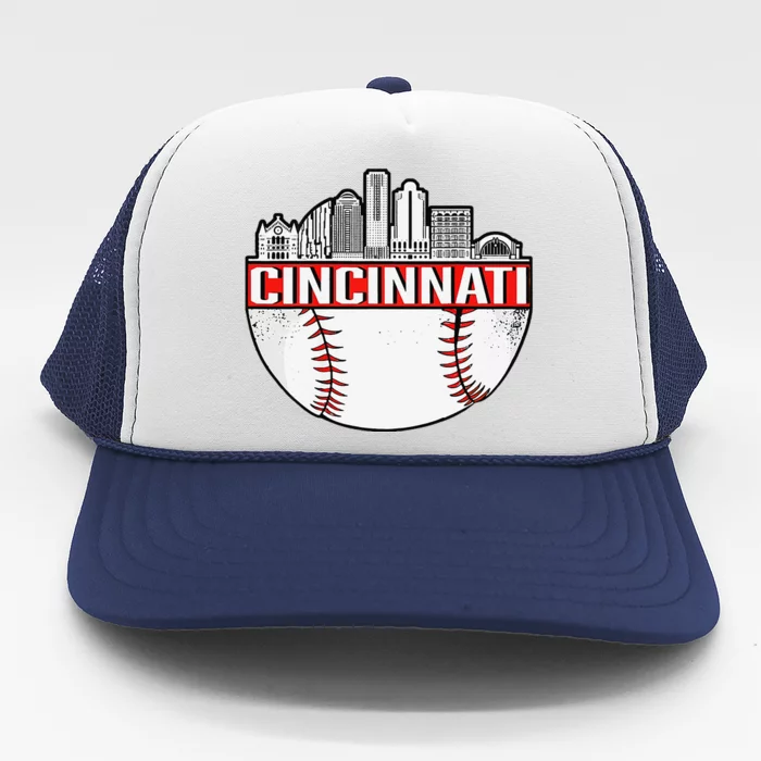 Cincinnati Vintage Baseball Distressed Retro Trucker Hat