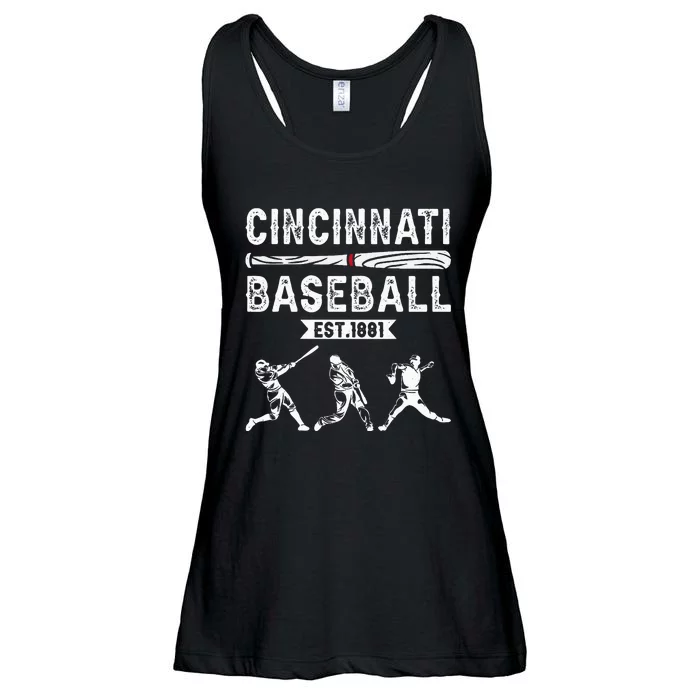 Cincinnati Vintage Baseball Lover Ladies Essential Flowy Tank