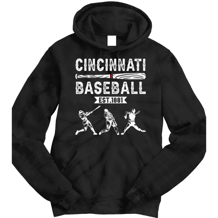 Cincinnati Vintage Baseball Lover Tie Dye Hoodie