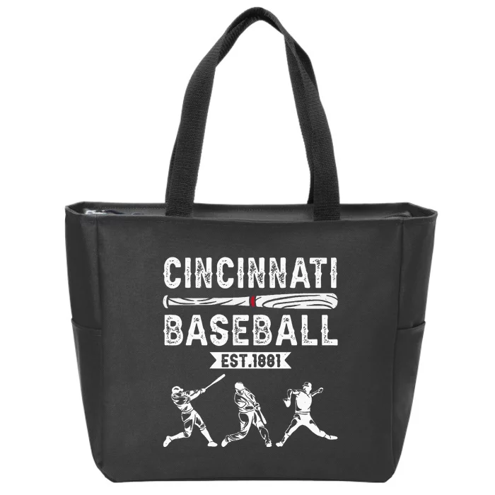 Cincinnati Vintage Baseball Lover Zip Tote Bag