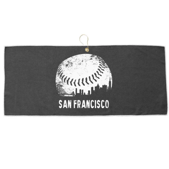 Cool Vintage Baseball San Francisco City Skyline Building SF Large Microfiber Waffle Golf Towel