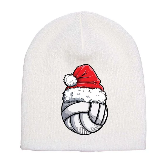 Christmas Volleyball Ball Santa Hat Funny Sport Xmas Girl Premium Short Acrylic Beanie