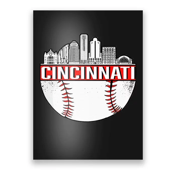 Cincinnati Vintage Baseball Tee Distressed Gameday Retro Poster