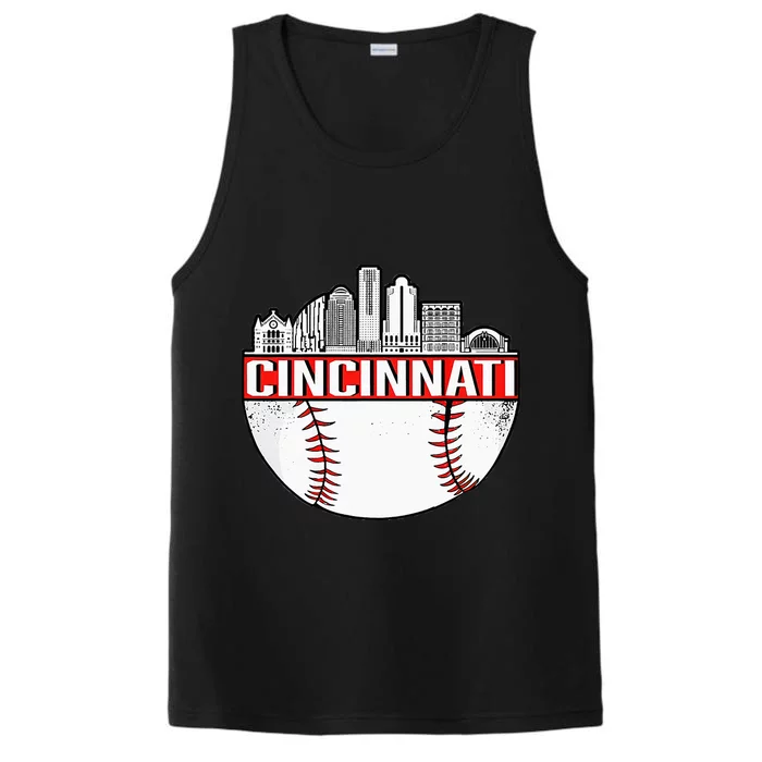 Cincinnati Vintage Baseball Tee Distressed Gameday Retro Performance Tank