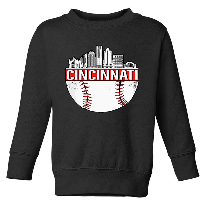 Cincinnati Vintage Baseball Tee Distressed Gameday Retro Toddler Sweatshirt