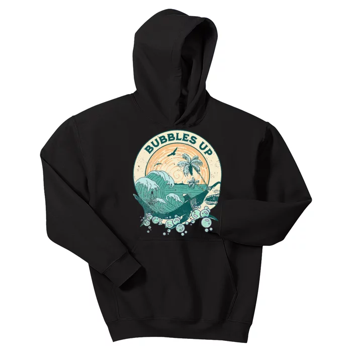 Cool Vintage Bubbles Up Shark Kids Hoodie