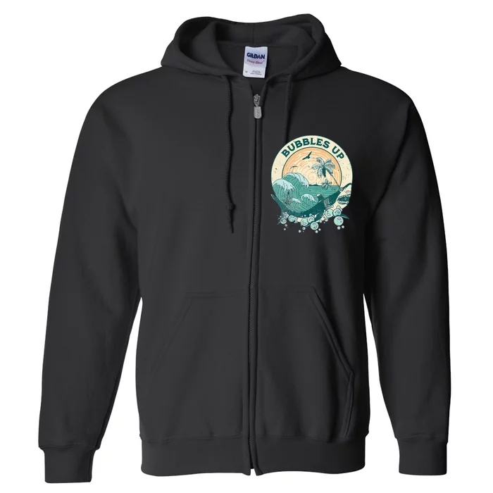 Cool Vintage Bubbles Up Shark Full Zip Hoodie