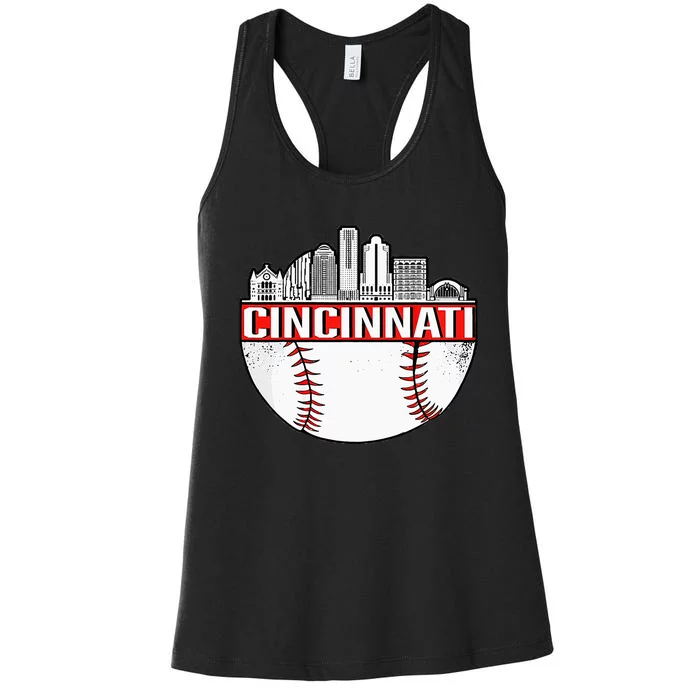 Cincinnati Vintage Baseball Distressed Gameday Retro Women's Racerback Tank