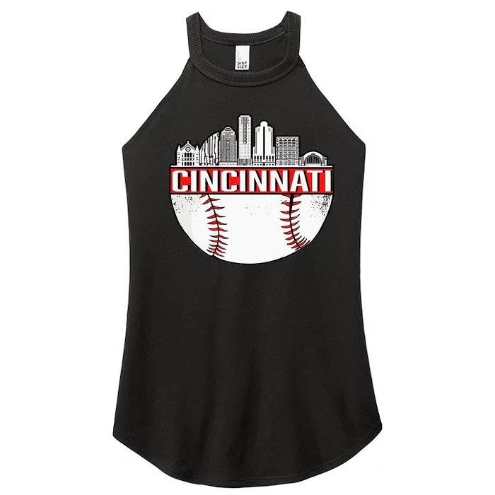 Cincinnati Vintage Baseball Distressed Gameday Retro Women’s Perfect Tri Rocker Tank