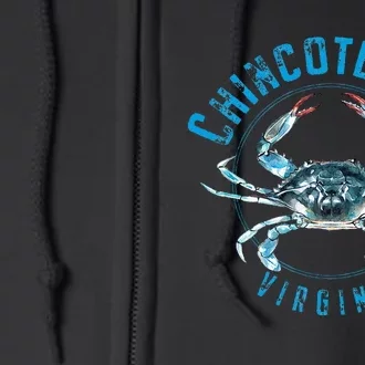 Chincoteague Virginia Blue Crab Design Full Zip Hoodie