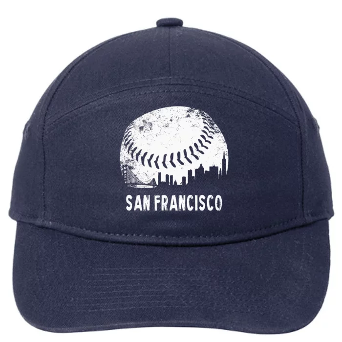 Cool Vintage Baseball San Francisco City Skyline Building SF 7-Panel Snapback Hat