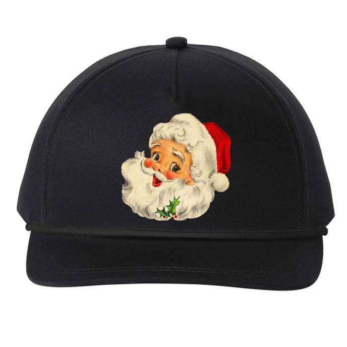 Cool Vintage Christmas Santa Claus Face Snapback Five-Panel Rope Hat