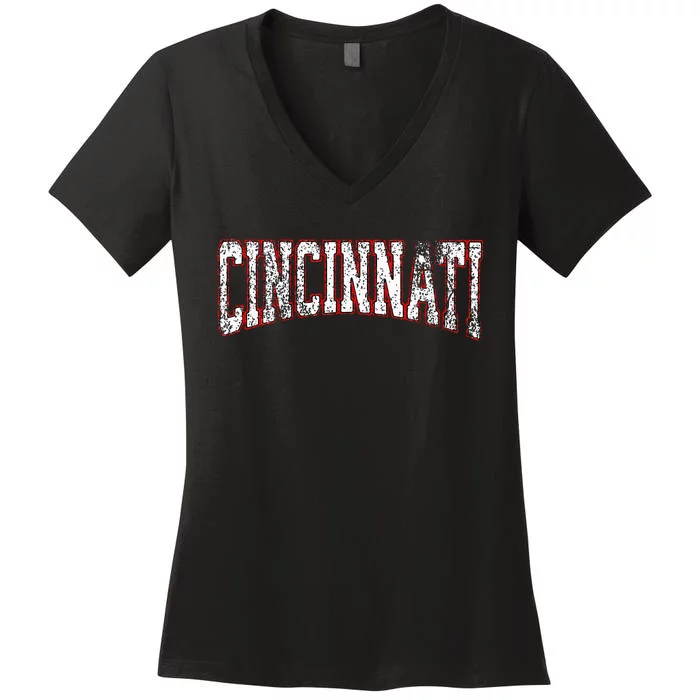 Cincinnati Vintage City Women's V-Neck T-Shirt