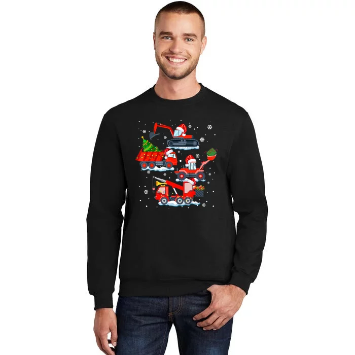 Construction Vehicle Christmas Red Trucks Winter Boys Tall Sweatshirt