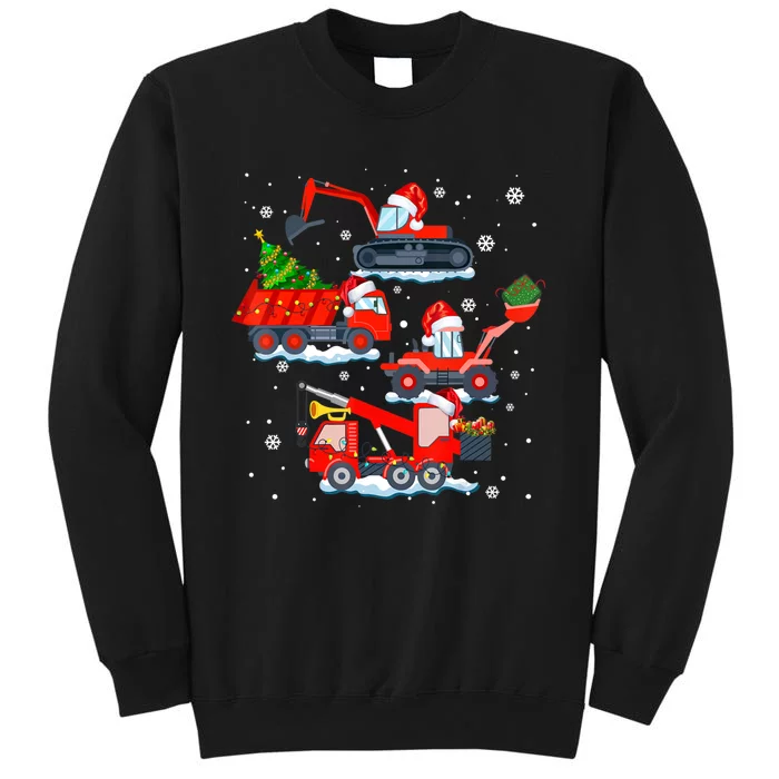 Construction Vehicle Christmas Red Trucks Winter Boys Tall Sweatshirt