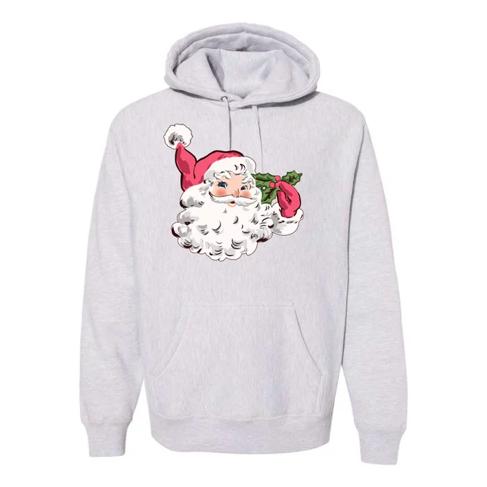 Cute Vintage Christmas Santa Claus Face Premium Hoodie