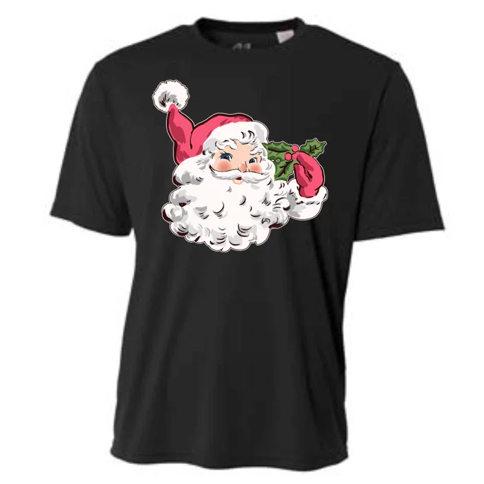 Cute Vintage Christmas Santa Claus Face Cooling Performance Crew T-Shirt